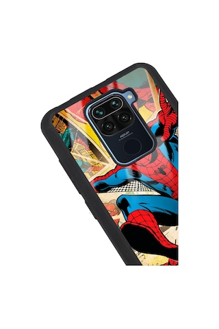 Xiaomi Redmi Note 9 Spider-man Örümcek Adam Tasarımlı Glossy Telefon Kılıfı Siyah