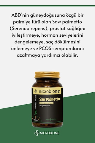 Microbiome Saw Palmetto Cüce Palmiye Ektresi 30 Tablet