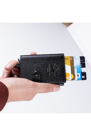 Westpolo Hakiki Deri Isme Özel Çift Mekanzmalı Erkek Cüzdan&Kartk-Siyah