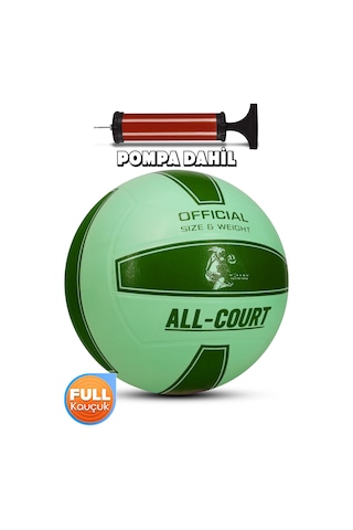 All Court Voleybol Topu Pompa Dahil Set Kauçuk Dikişsiz Yekpare Üretim İç Dış Mekan No:5 Yeşil Yeşil