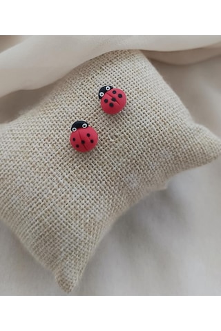 Küpe Uğur Böceği Minik Küpe Kadın Genç Kız Bebek Küpesi Takı Aksesuar Renkli