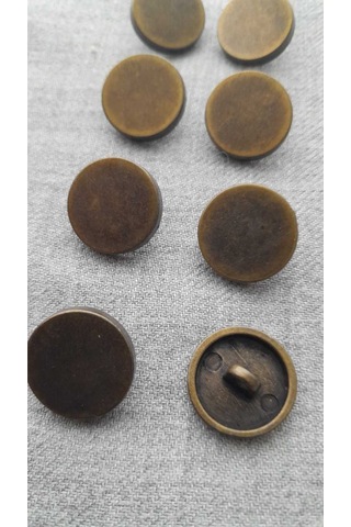 Antık Sarı Metal Düğme 16 Mm 8 Adet
