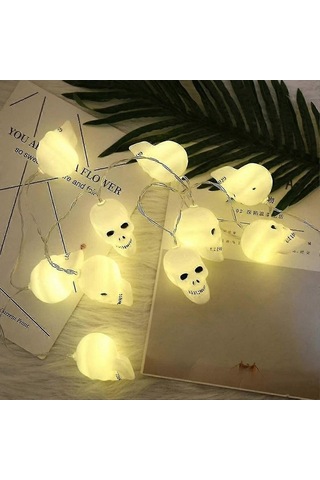 Opulentliving Yaju Sevimli Kafatası Led Işık Dizisi, Cadılar Bayramı Çok Renkli Dekorasyonu 3m Çok Renkli