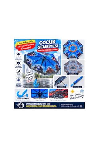 Loacandleco Bardaklı Erkek Çocuk Şemsiyesi Araba Motosiklet Desenli Kılıflı Çocuk Şemsiyesi Çok Renkli - 924695976 Çok Renkli