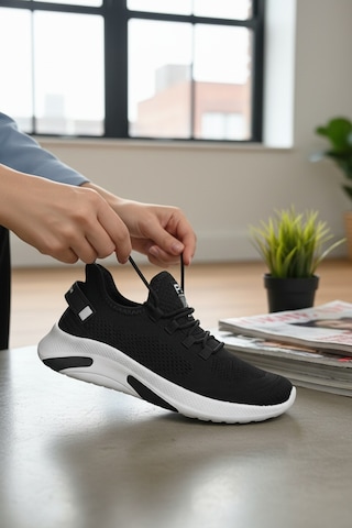 Enoch Unisex Ergonomik Tabanlı Hava Alan Fitness Ve Antrenman Ayakkabısı Siyah Beyaz
