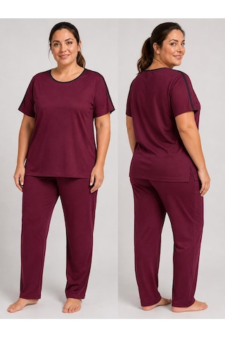 Lacaton Kadın Büyük Beden Kısa Kollu Pijama Takımı Bordo Lacaton Kadın Büyük Beden Kısa Kollu Pijama Takımı Bordo
