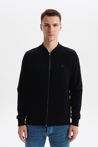 AR-MA Arma Erkek Slim Fit Selanik Kumaş Tam Fermuar Fleto Cepli Kapüşonsuz Kolej Yaka Sweatshirt K30324698302 Siyah