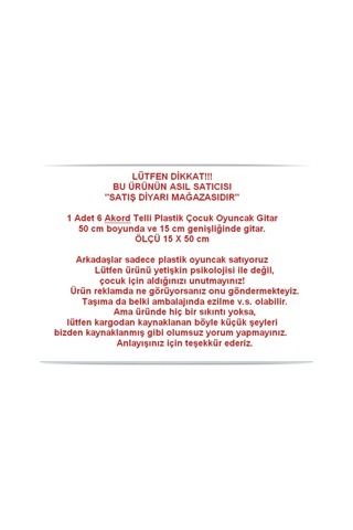 Oyuncak Çocuk Gitarı Ispanyol Gitar 6 Telli Hlk 15x50 Cm