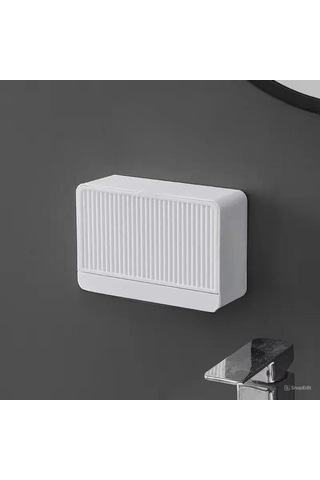 Youmex Beyaz Duvar Tipi Sabunluk, Akıntı Sistemi Ve Yapıştırıcı Montaj, Plastik Materyal, Tek Bölmeli, 1 Adet Diğer