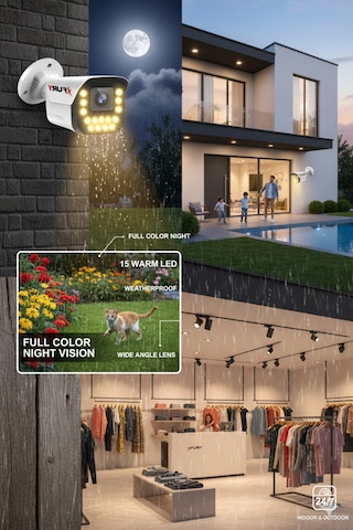Fury 15 Warm Led Gece Renkli Görüntü Güvenlik Kamerası Dış Mekan Su Geçirmez