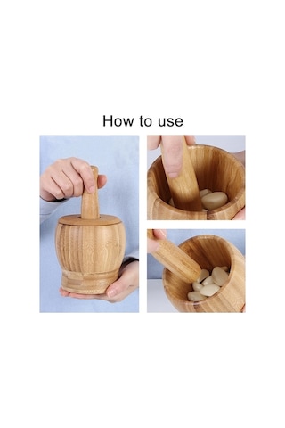 Primepickings Mutfak Bambu Sarımsaklı Püre Makinesi Kapaklı Karıştırıcı, Yenilikçi, Pratik, Sağlıklı Yiyecekler İçin İдеal Diğer