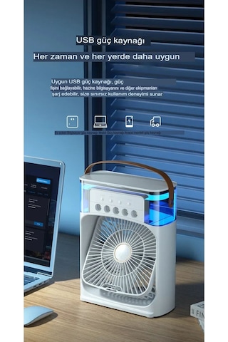 600 Ml Taşınabilir Buzlu Fan Nemlendiricili Usb Sessiz Vantilatör Serinletici Fan Masaüstü Ofis İçin