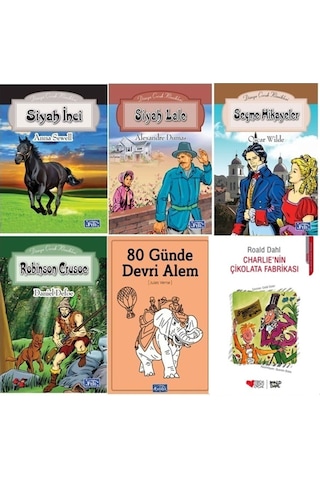 Robinson Crusoe,siyah İnci,charlienin Çikolata Fabrikası Ortaokul 6 Kitap Set