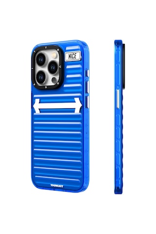 Apple Uyumlu iPhone 15 Pro Max Kılıf Youngkit Luggage Firefly Serisi Kapak Mavi