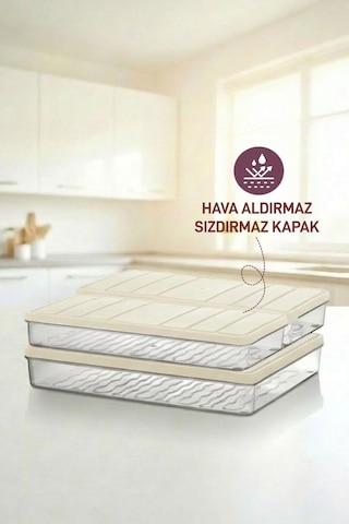 Selka Home 3'lü Set ( 1 Adet 2,25 2 Adet 1 Lt. ) Nora Organizer Buzdolabı Buzluk Düzenleyici Saklama Kabı