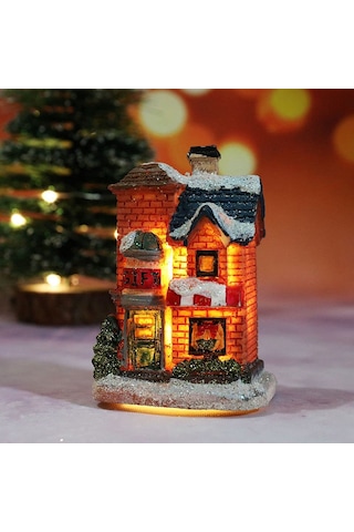 Springsun "mini Işıklı Noel Köyü Ev Dekoru - Led Aydınlatmalı, Pilli, Şık Ve Dayanıklı" Siyah