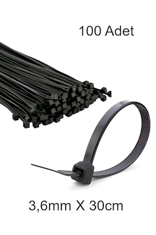 Siyah Plastik Cırt Kelepçe 3.6mm-30cm Kablo Bağı Elektrik Kablosu