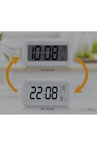 Led Ekranlı Dijital Masa Saati & 2 Alarm Kademeli Kronometre Seti Alarm, Tarih, Sıcaklık Göstergeli Modern Masa Saat Seti Beyaz Kronometre Diğer