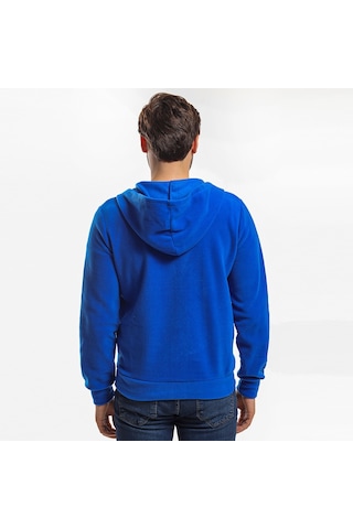 Slazenger SAMSON IN Erkek Fermuarlı Kapüşonlu Cepli Saks Mavi Polar
