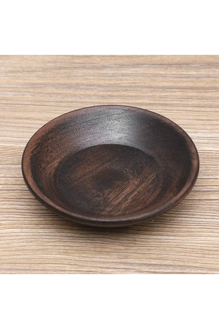 Meyve Tepsisi, Yuvarlak Çay Tabağı Masif Koyu Renk Ahşap Meyve Tepsisi Yuvarlak Yemek Servis Tepsisi Çay Çöl Kek Tabağı Tabak 7,5 Cm