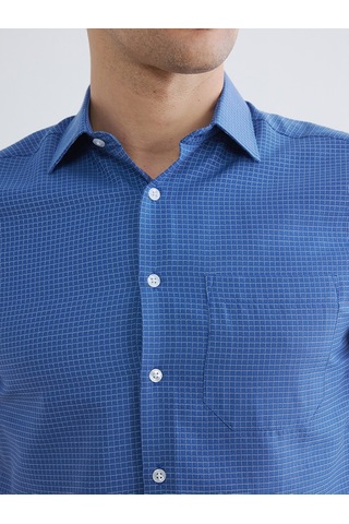 Lcw Busıness İndigo Regular Fit Ekose Armürlü Erkek Gömlek