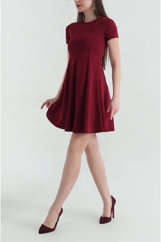 Likralı Jakarlı Kısa Kol Kadın Elbise