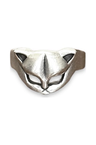 Takı Dükkanı Kedi Yüzü Şeklinde Ayarlanabilir Unisex Kadın Yüzük Bby38 Gümüş