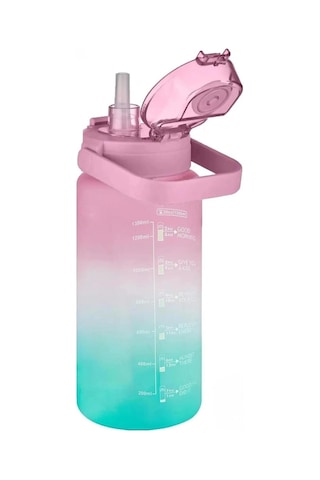 Vagonlife Pembe-turkuaz 1500 ML Pipetli/pipetsiz Kullanım Motivasyon Matarası Vgn2213-t
