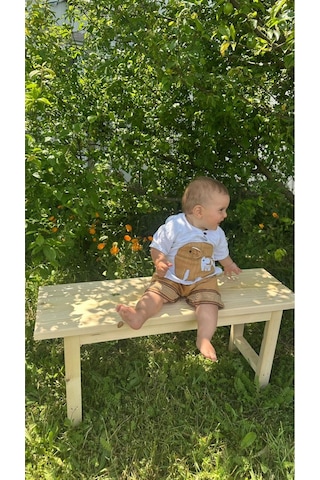 Naturel Ahşap Ladin Modern Bench Tabure 30x100