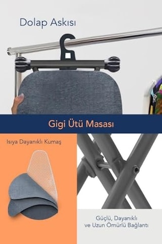 Doğrular Perilla Gigi Dolap İçi Asma Aparatlı Ütü Masası Antrasit Ubs15024 Genel