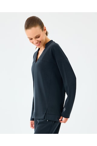 Skechers W Soft Touch V Neck Asymmetric Sweatshirt Kadın Siyah Sweatshirt S2520064-3817 Siyah