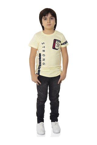 Toontoy Kids Toontoy Erkek Çocuk T-shirt Strong Baskılı Sarı