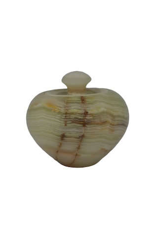 El Yapımı Oniks Doğal Taş Elma Model Şekerlik - 5 İnç Dekoratif
