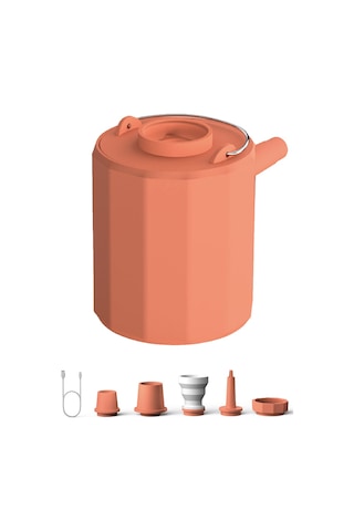 Geeksen Portatif Kablosuz Hava Pompası, 5 Bağı İle, 200l/dak Hava Akışı, Led Işık, Sos, Batarya Dahil, Turuncu, Çadır, Yatağı, Yüzme Halkası İçin