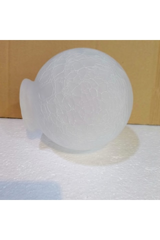 Osmanlı Avize Camı Mat Beyaz Çatlak Desenli Ağız Çapı 7,5-8 Cm Mat Beyaz