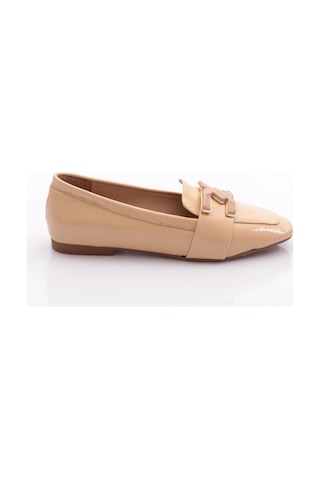 Dgn 5005 Kadin Tokali Loafer Nude Kırışık Rugan