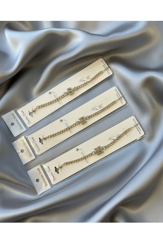 Şehrazat Handmade Gold Çelik Kişiye Özel Harfli Zincir Bileklik Altın