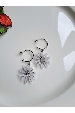 Dali Shop Papatya Figür Sallantılı Halka Küpe Gümüş