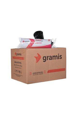 Gramis Endüstriyel Jumbo Boy Rulo Çöp Poşeti Siyah 80 x 110 CM 20 x 400 G