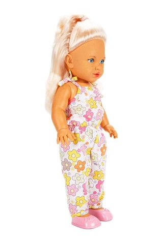 Tina Summer Sarışın Mavi Gözlü Et Bebek - 45 Cm Çiçekli Tulumlu Oyuncak Bebek
