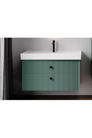 Denko Marsilya 100 Cm Beyoğlu Yeşil Banyo Dolabı Takımı Antrasit