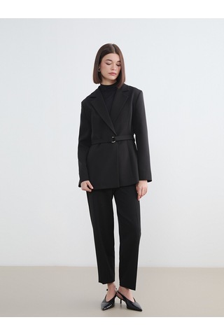 Lcw Modest Siyah Beli Kemerli Kadın Blazer Ceket