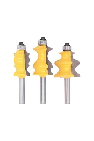 Besthome1 3'lü Yüksek Performanslı Ahşap Şekillendirme Freze Uç Seti, 8mm Sap Çapı İle Pürüzsüz Kesim