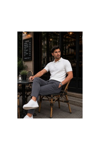 Hzr Wear Erkek Diz İzi Yapmayan En Boy Esnek Slim Fit Chino Pantolon Antrasit