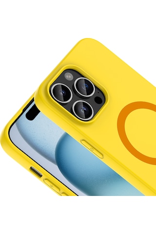 iPhone Uyumlu 14 Pro Max Kılıf M-safe Şarj Özellikli Klfs Aris Silikon Kapak - Sarı