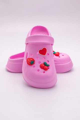 30-35 Numara Karışık Figürlü Kaymaz Taban Terlik Pembe Pembe