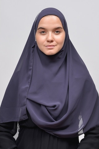 Altobeh Hazır Pratik Taşlı Malezya Tesettür Şifon Şal - Füme