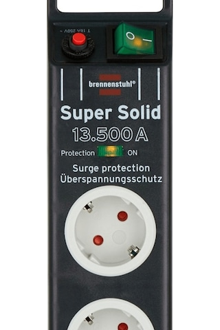 Super Solid Serisi Brennenstuhl 5 Soketli 2.5 Metre 13.500 Mah Akım Korumalı Priz Siyah