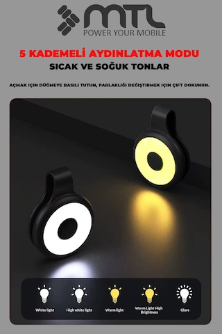 Manyetik Klipsli Taşınabilir Mini Led Selfie Işık, Şarj Edilebilir, 5 Mod, Evcil Hayvan Tasması İçin, Çok Amaçlı Mt6802