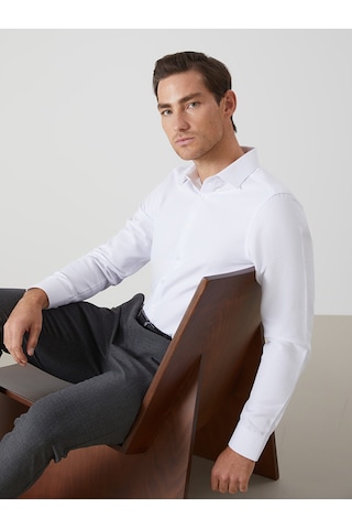 Lcw Busıness Beyaz Büyük Beden Slim Fit Uzun Kollu Oxford Erkek Gömlek
